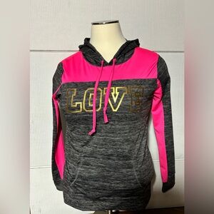 Body Instinct1X ladies pullover gray and hot pink hoodie